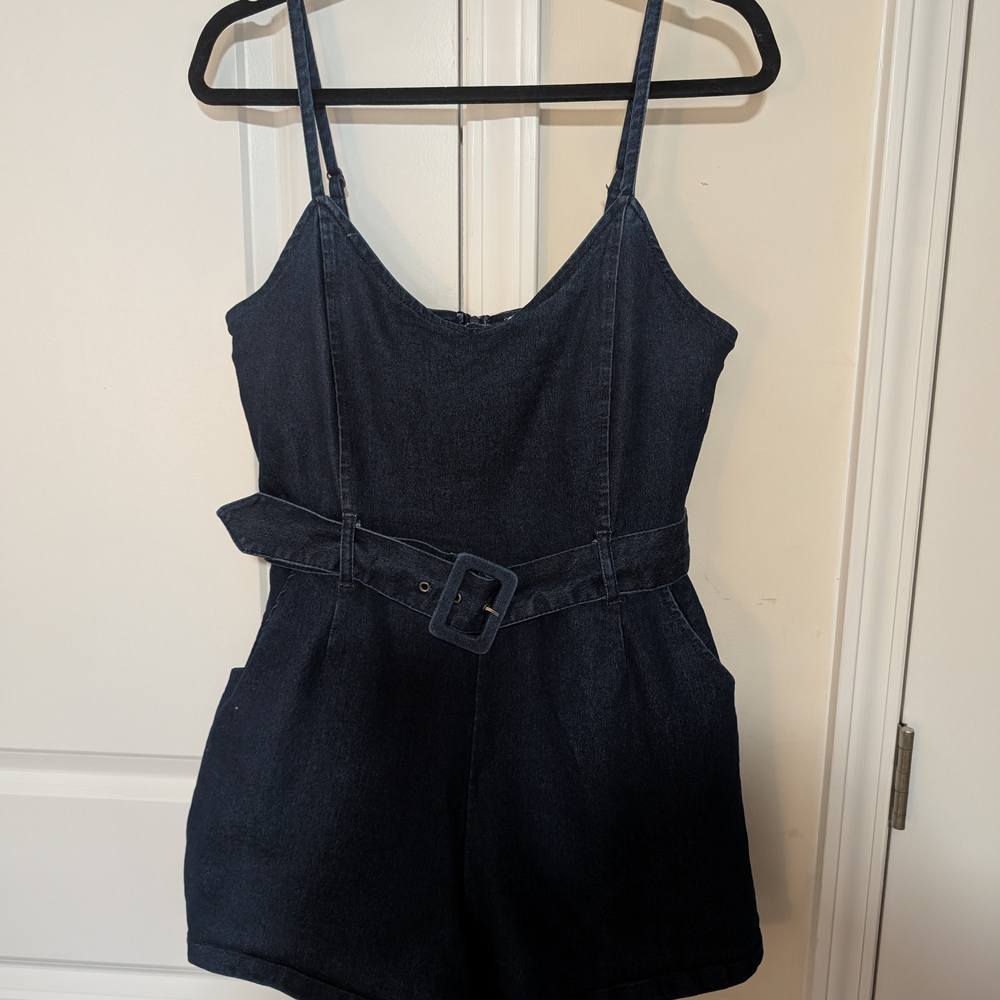 Derek Heart Dark Blue Denim Jumpsuit